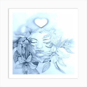 Flower And A Heart Art Print