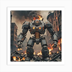 Giant Robot In A City 1 Art Print