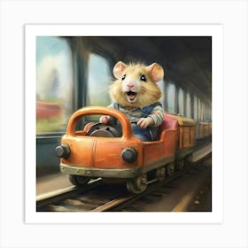 Hamster On A Train 2 Art Print