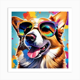 Corgi In Sunglasses 69 Art Print