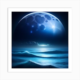 Full Moon Over The Ocean 2 Art Print