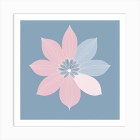 A White And Pink Flower In Minimalist Style Square Composition 205 Art Print