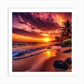 Sunset On The Beach 296 Art Print