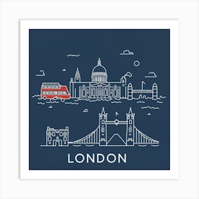 London Map Minimal Line Painting Cinematic Il Art Print