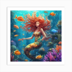 Mermaid In The Sea Art Print