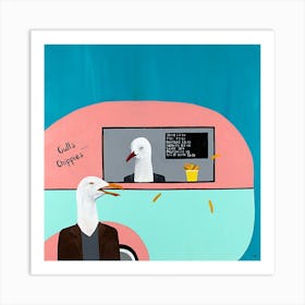 Gulls Chippies Square Art Print