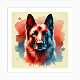 Watercolor Belgian Malinois 1 Art Print