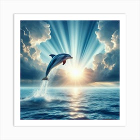 Dolphin Jumping In The Ocean Art Print