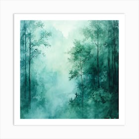 Watercolor Of A Forest Art Print