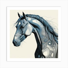 Blue Horse Art Print