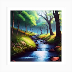 Stream In The Forest 12 Art Print