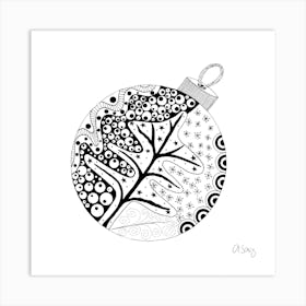 Black And White Christmas Ornament Art Print