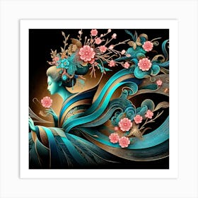 Japan Traditional Geisha Illustration By Ad 124 Art Print