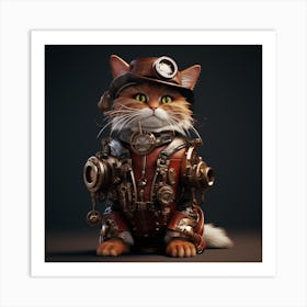 Steampunk Cat Art Print