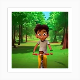 Boy Riding A Bike Art Print