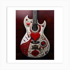 Heartstrings Monarchy: Queen of Hearts Guitar Elegance (9) Art Print