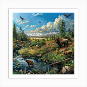 Bears In The Wild Art Print