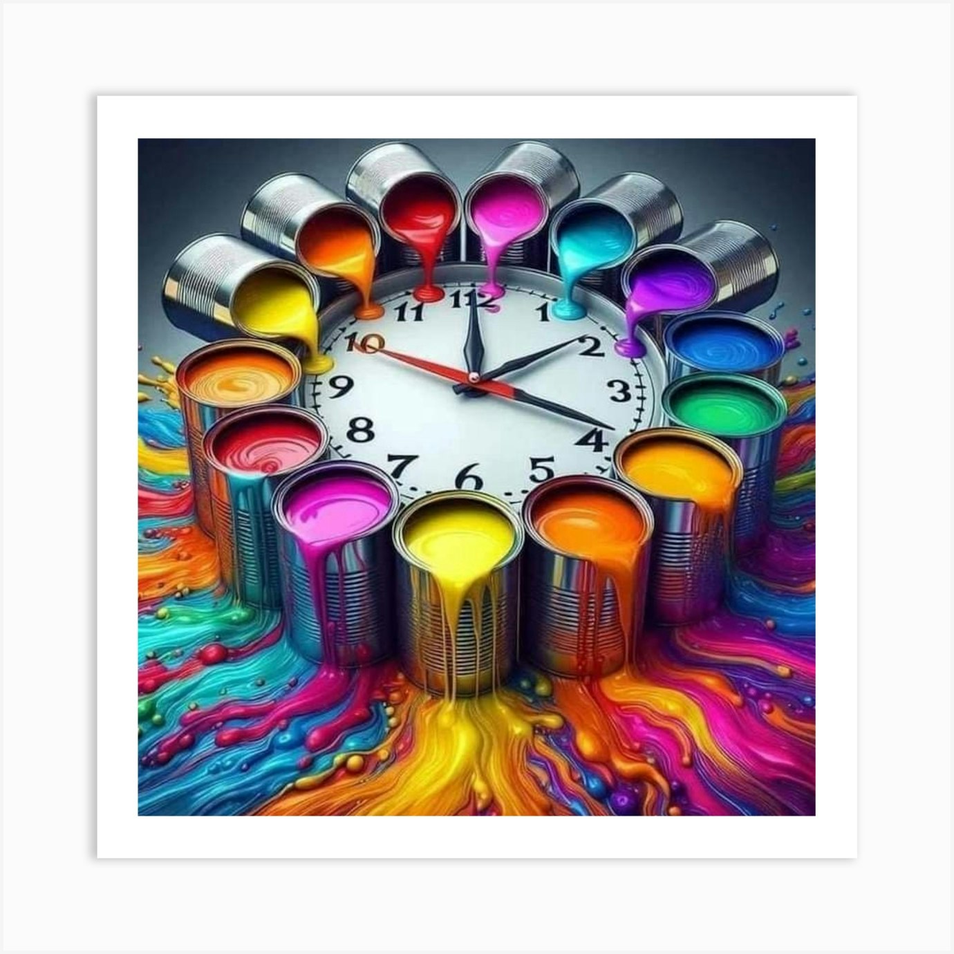 Colorful Clock Art Print by Trudy Paula's Art