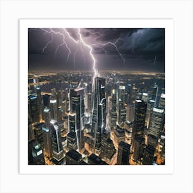 Lightning Over Chicago 1 Art Print