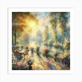 mpressionist Abstract Painting: Captivating Brushwork, Morning Rays, and Fantasy Atmosphere by Greg Rutkowski Art Print