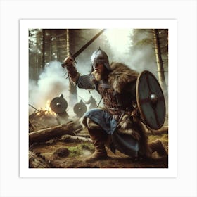 Viking Warrior In The Forest Art Print