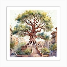 Olive Tree In Barcelona Art Print