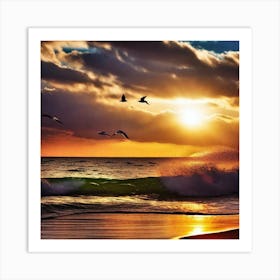 Sunset At The Beach 359 Art Print