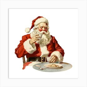 Santa Claus Drinking Tea 4 Art Print