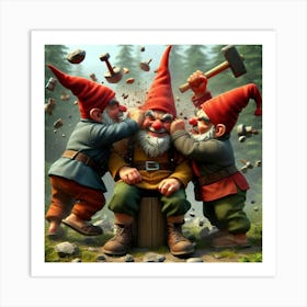 Gnomes Fighting 2 Art Print