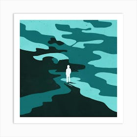 Man Standing In The Water 2 Art Print