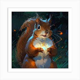 Squirrel Holding A Candle Art Print