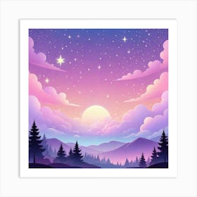 Sky With Twinkling Stars In Pastel Colors Square Composition 207 Art Print