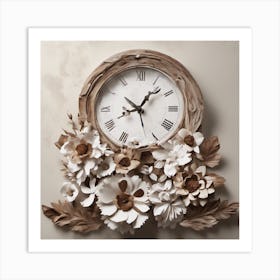 Clock With Flowers 1 Art Print