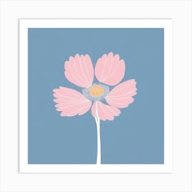 A White And Pink Flower In Minimalist Style Square Composition 424 Art Print