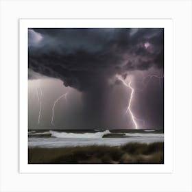 Lightning Over The Ocean 5 Art Print