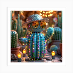 Cactus With Lights Art Print