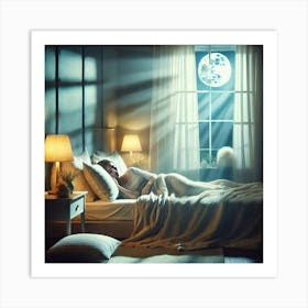 Woman Sleeping In Bed Art Print