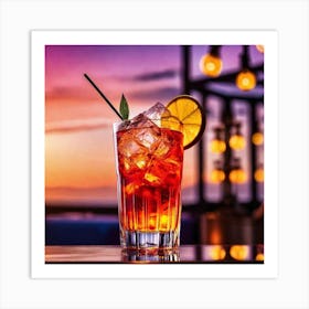 Sunset Cocktail Art Print