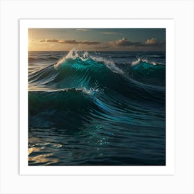 Ocean Waves At Sunset Art Print