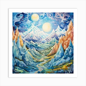 Moonlight In The Mountains Art Print