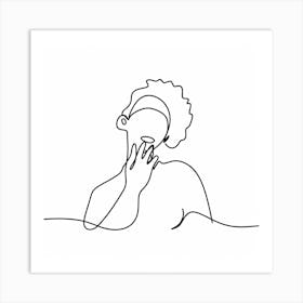 Continuous Line Drawing Of A Woman Art Print