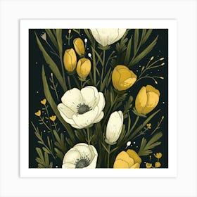 Yellow And White Flowers Art Print