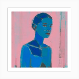 Deconstructed Blue And Pink Figure Art Print