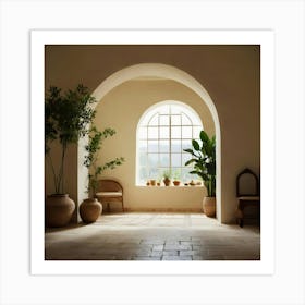 Empty Room With Potted Plants Art Print