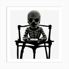 Skeleton Kid Playing Video Game Scary Halloween Costume Art Print