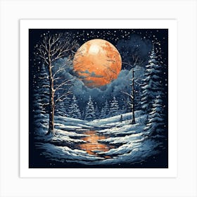 Full Moon In The Snow Poster