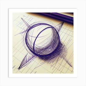 Pencil Sketch Of A Ball Art Print