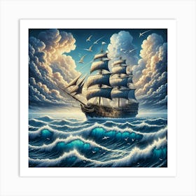 Sailing Ship In The Sea 2 Art Print