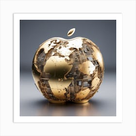 Apple World Map Art Print