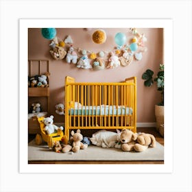 A Photo Of A Baby Crib With A Baby Sleeping In It 7 Art Print